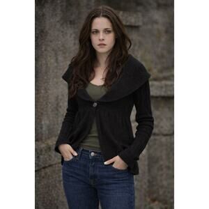 Vintage Y2K Babydoll Bella Swan Empire Waist Black Cardigan Sweater S Cashmere